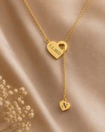 ⁦Personalized Heart Necklace with Date & Initial⁩ - الصورة ⁦4⁩