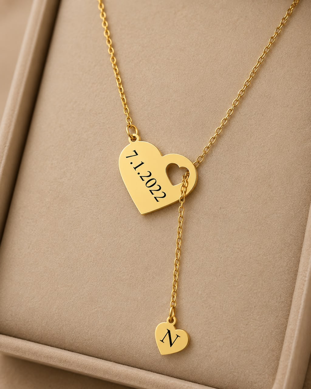 WhatsApp Image 2026-08-14 at 4.02.00 PM Personalized Heart Necklace with Date & Initial - الصورة 1